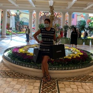 Navy Blue and Ecru CHANEL dress